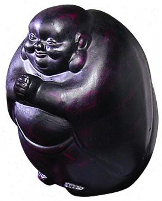 "Pleased Buddha - 8""h, Black & Brown"