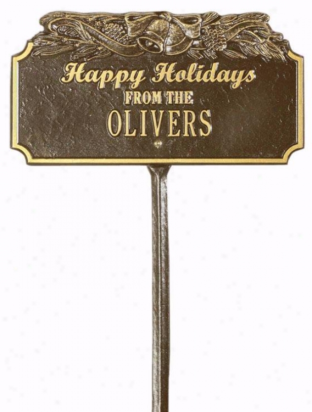 "happy Holidays Bells Plaque - 7.5""x14.25""w, Brass"