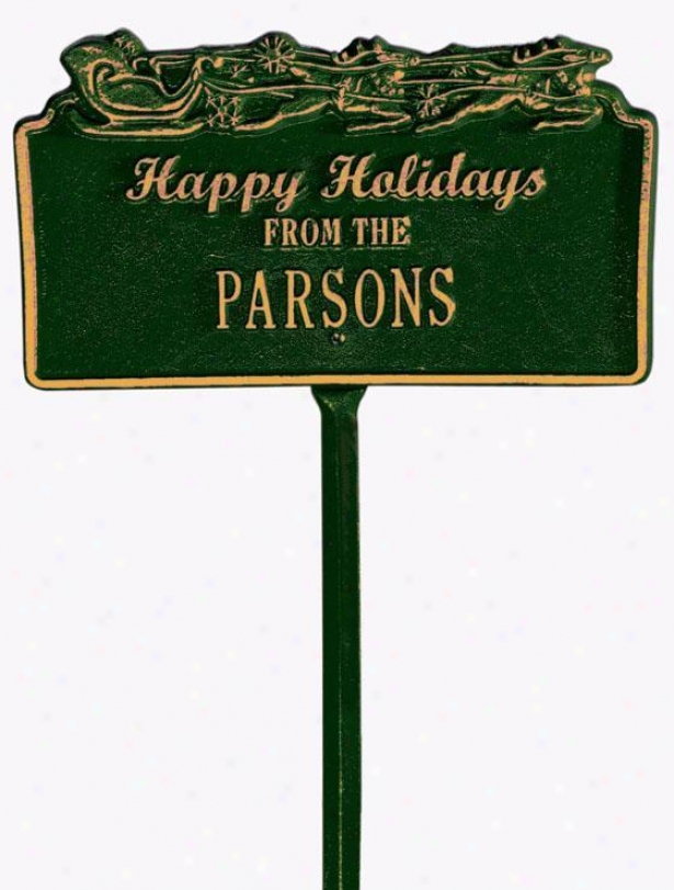"happy Holidays Sleigh Plaque - 7.5""x14.75""w, Green"