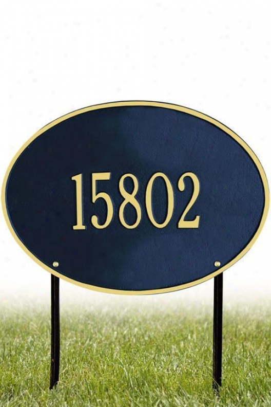 Hawthorne One-line Standard Lawn Superscription Flat plate of metal - Standard/1 Lime, Navy Blue