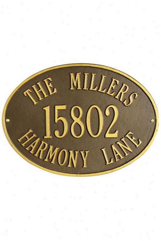 Hawthorne Three-line Estate Wall Address Plaque - Estate/3 Line, Copper