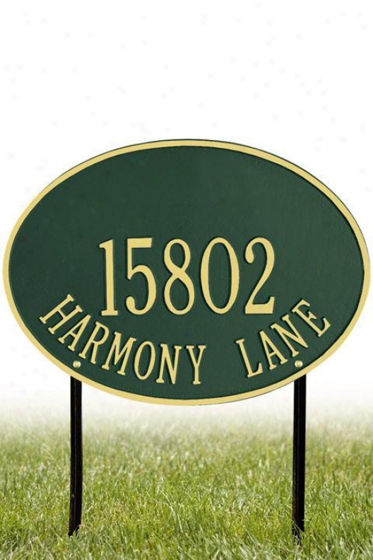 Hawthorne Two-line Estate Lawn Address Flat plate of metal - Estate/two Line, Green