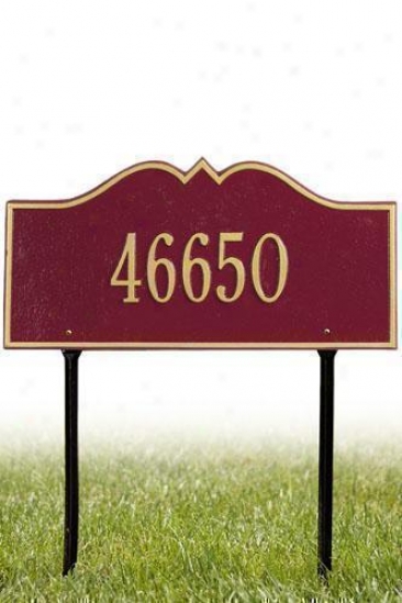Hillsboro One-line Standard Lawn Address Plaque - Standard/1 Line, Red