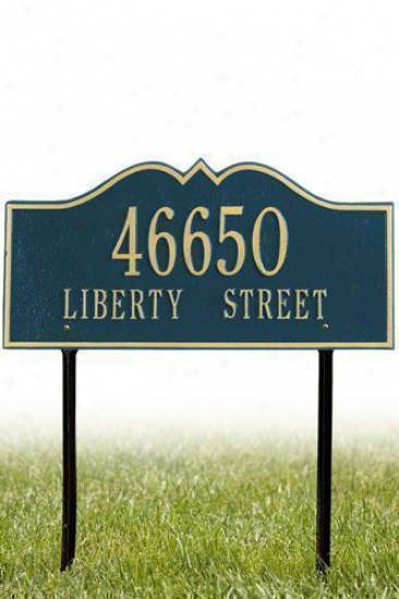 Hillsboro Two-line Estate Lawn Address Plaque - Estate/two Line, Navy Blue