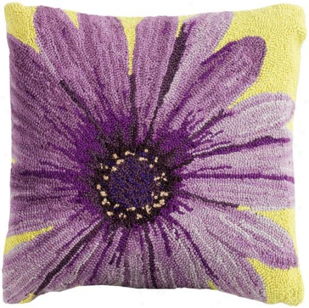 "hooked Flower Pillows - 18""sq, Purple"