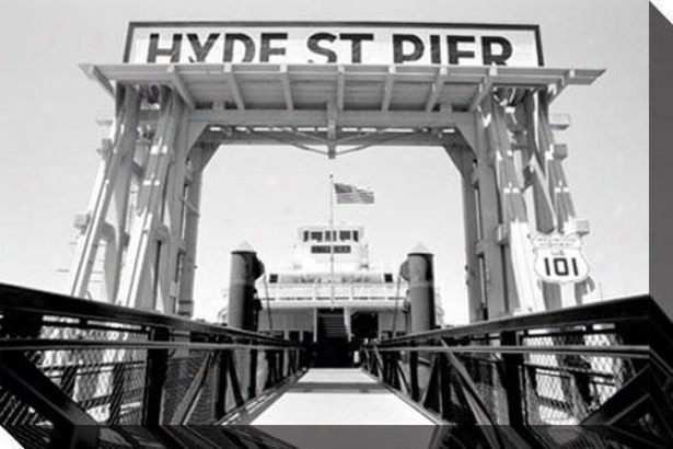 "hyde Street Pier - Sf Canvas Wall Art - 48""hx32""w, Black"