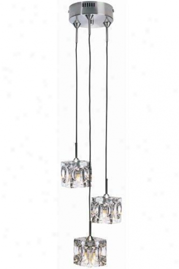 "ice Cube Three-light Pendant Lamp - 77""hx5""w, Clear Gls Cube"