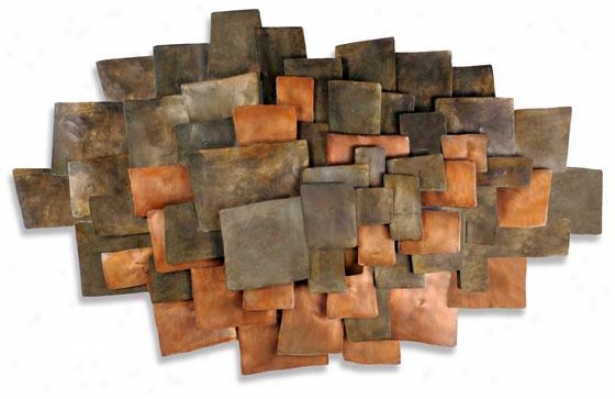 Integrate Wall Sculpturs - 49hx30wx3d, Brown Copper