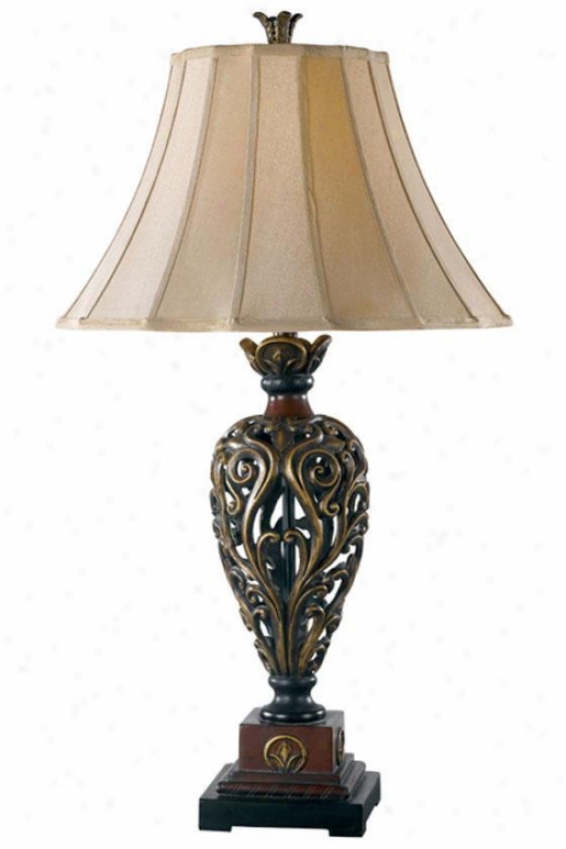 Iron Lace Table Lamp - Frivolous Gold, Golden Ruby