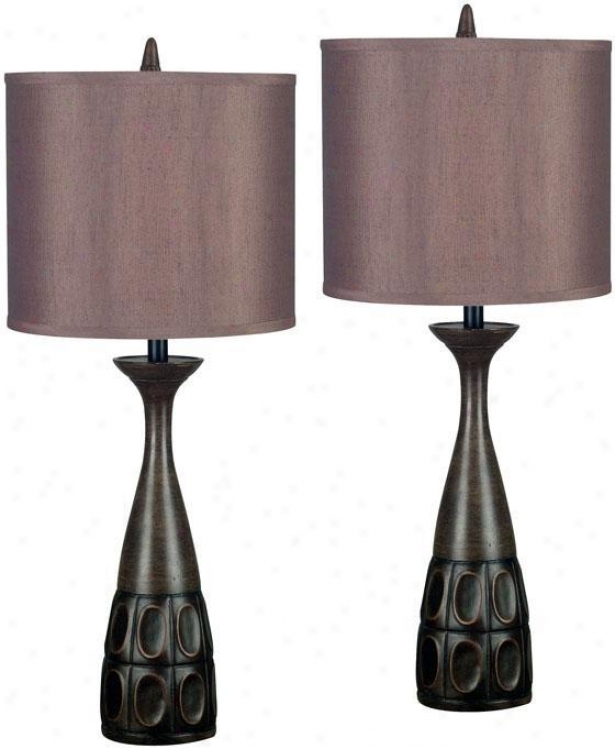 "jules Table Lamp - Srt Of 2 - 27""h, Maroon"