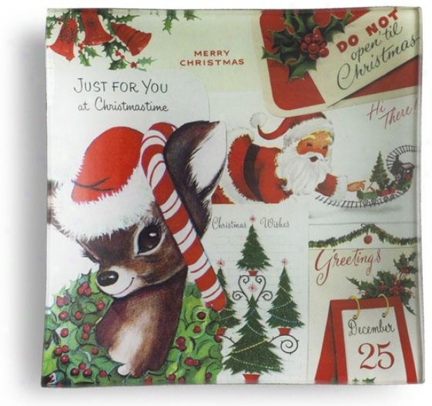 "just For You Square Christams Tray - 6""hx6""w, Holiday"