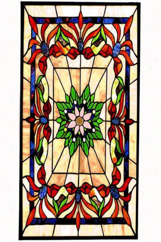 Kaleidoscope Large Rectangle Tiffany-style Stained Art Glass Window Panel - Large Rectangle, Multi