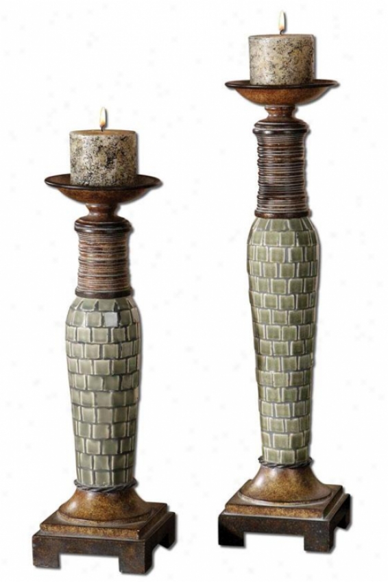 Kayson Candleholders - Set Of Two, Ble