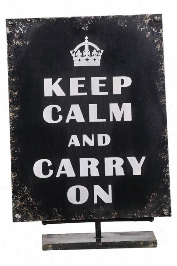 "keep Calm Sign With Easel - 18""hx12""wx4""d, Black"