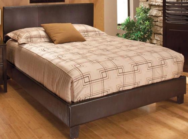 Kendall Faux Leather Bed - Queen, Brown