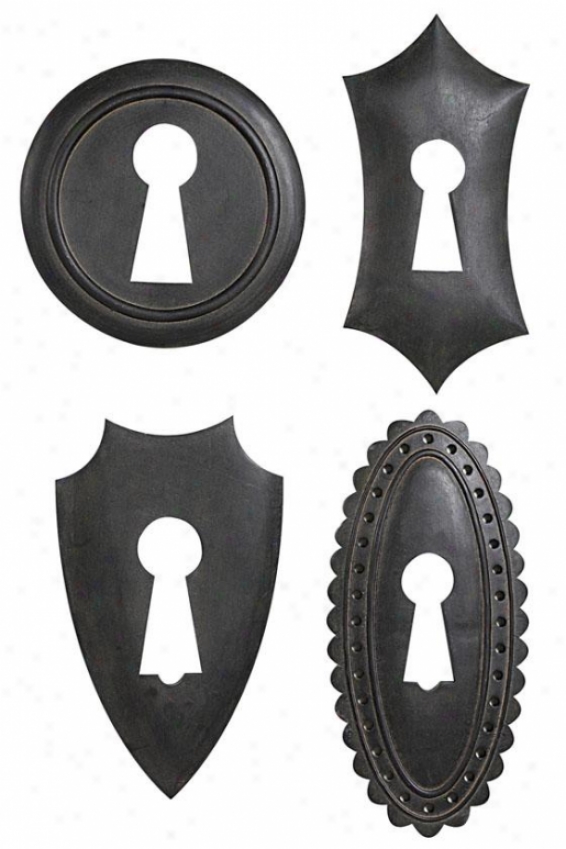 Keyhole Plaques - Set Of 4 - Set Of Four, Black