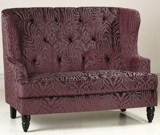 "lainey Tufted Settee - 42.5""hx54""w, Plum Jacquard"