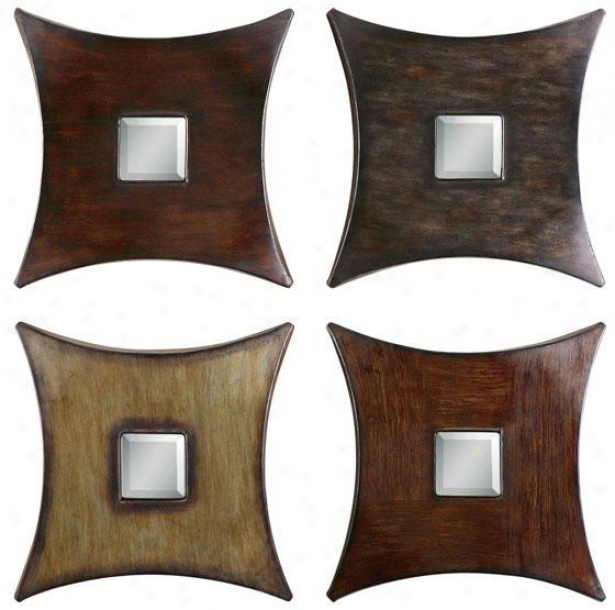 "lasaro Mirrors - Set Of 4 - 16""hx16""w, Brown"