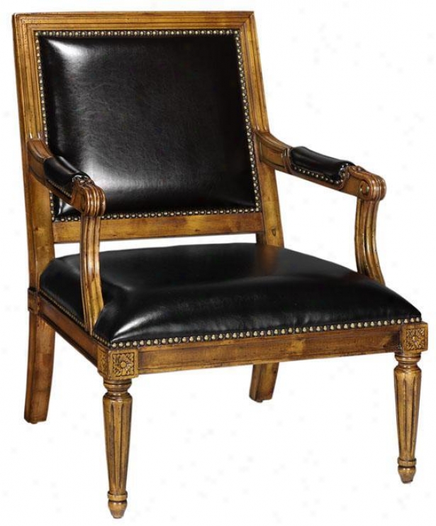 "lauren Leather Arm Chair - 37""hx27.5""w, Rich Wood"