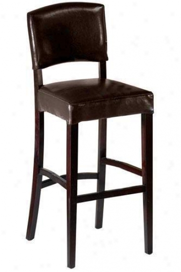 Leather Breakfast Bar Stool With Back - With Back, Brown