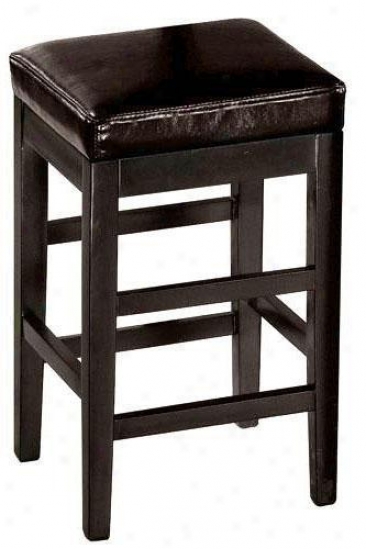 Leather Breakfast Counter Stool - Backless, Brown