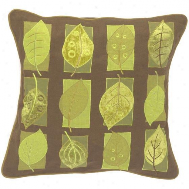 "leaves Pillows - Set Of 2 - 18""x18"", Chocolate Brown"