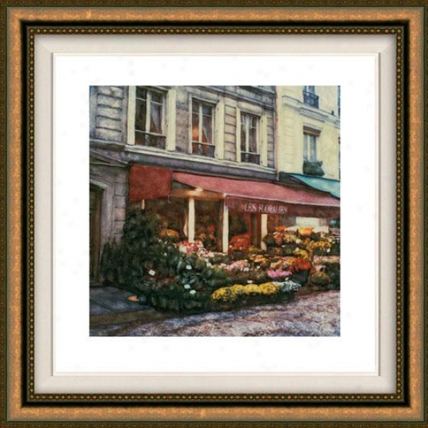 "les Floralies Framed Wall Art - 32""hx32""w, Floated Gold"