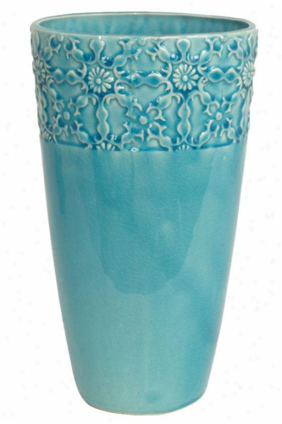 "lila Ceramic Vase - 12.5"", Turquoise"