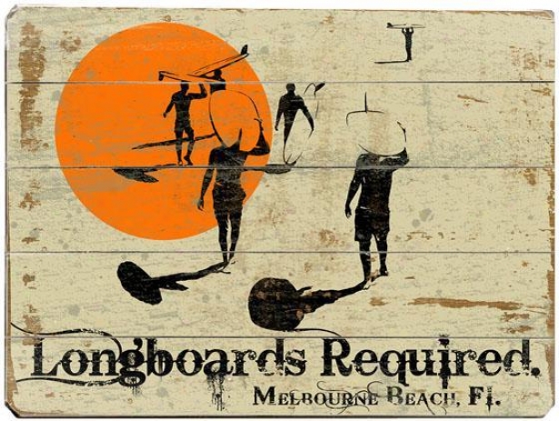 "longboards Resuirde Wooden Sign - 20""hx14""w, Ivory/range"