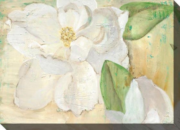 "magnolias On Yellow Canvas Wall Art - 48""hx35""w, Whitr"