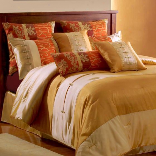 Mandarin Bedding Set - Queen, Coral