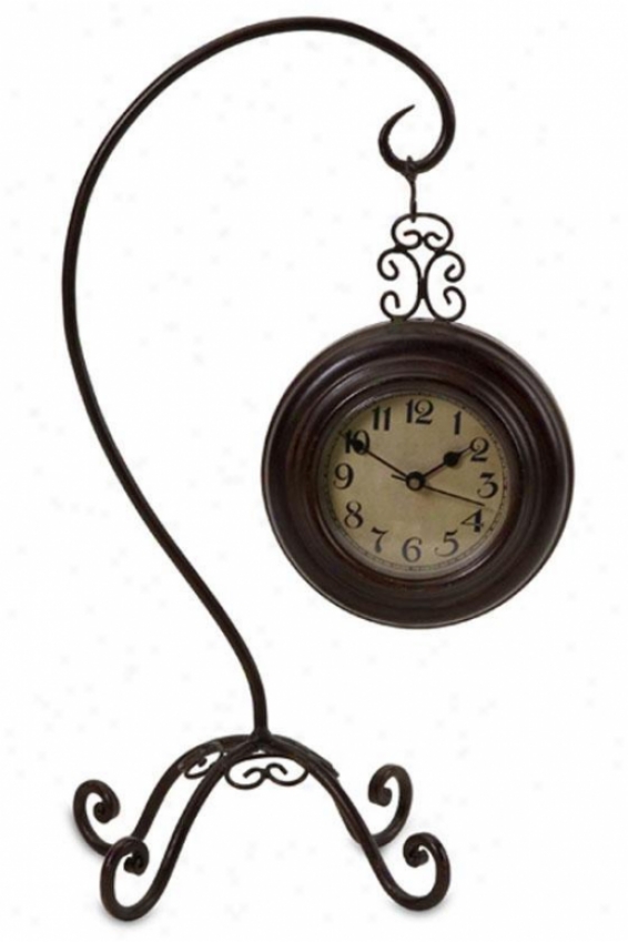 "manuscript Clock In c~tinuance Curved Stand - 14.25""hx8.25""w, Bronze"