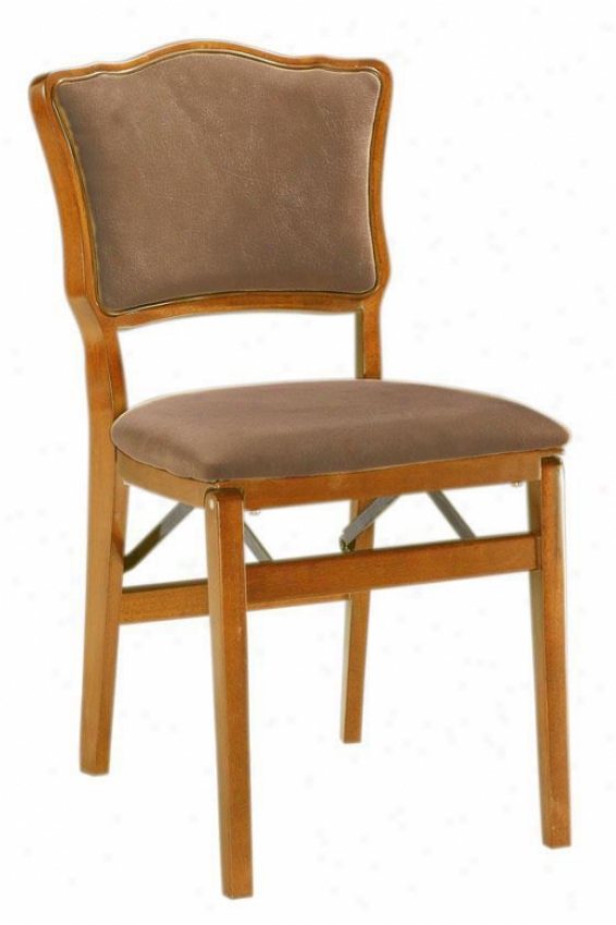 Medium Oak Chadwick Upholsteed-back Folding Chair - Set Of Two - Medium Oak, Ivory