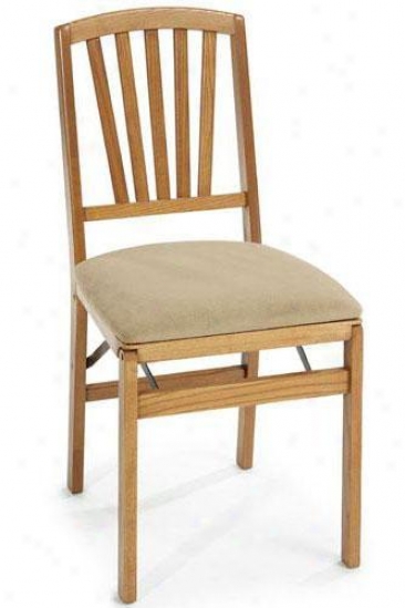 Medium Oak Contemporary Folding Chair - Set Of wT o- Medium Oak, Ivory
