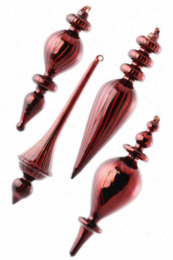 Mercury Finials - Set Of 4 - Swr Of Four, Burgundy