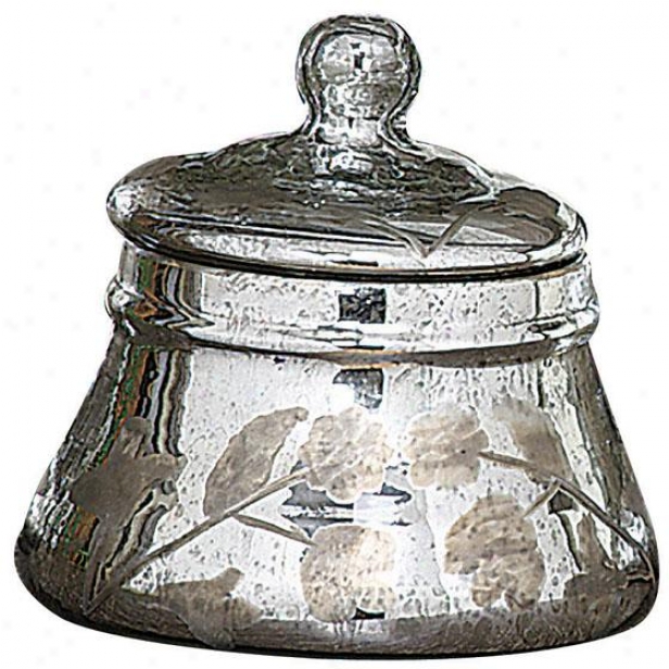 "mercury Glass Jar In the opinion of Lid - 6.5"h"x6.5""round, Silver"