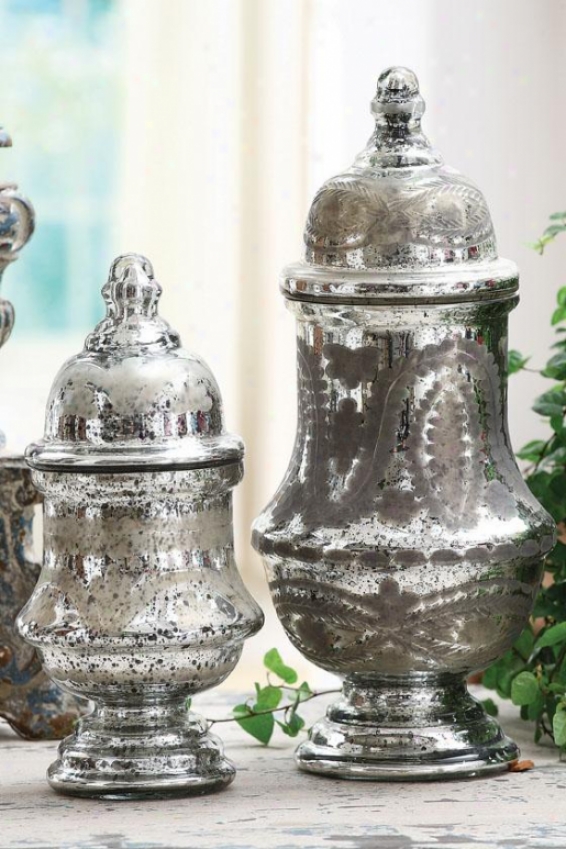 "Messenger Jar With Cover - 8""hx5""diamet3r, Silver"