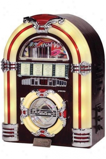 "mini Jukebox With Cd Player - 14.25""hx10.25""w, Wood Grain"