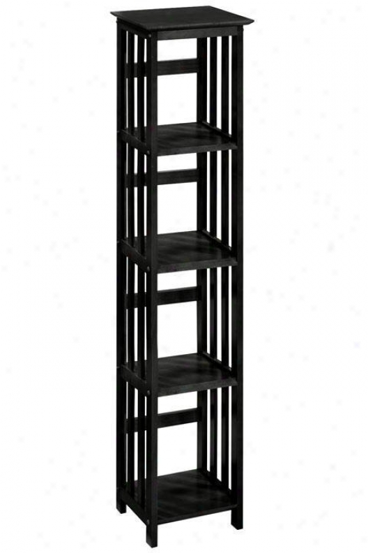 "mission-style 14""w 4-shelf Bookshelf - Four-shelf, Black"