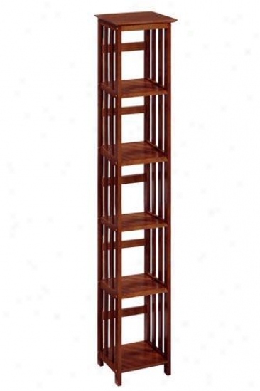 "mission-style 14""w 5-shelf Bookshelf - Five-shelf, Brown Wood"