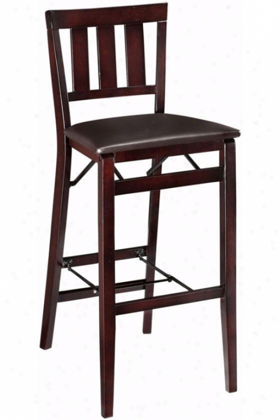 Mission-style Foldable Bar Stool - Bar Height, Brown