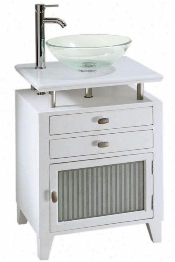 Moderna Bathroom Vanity - Pale Granite Crop - Glass Basin/g D, White