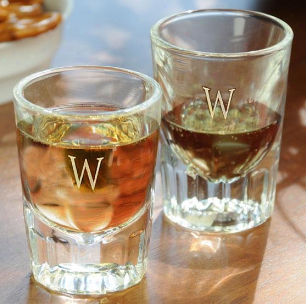 Monogram Fluted Shot Glwsses - Regulate Of 2 - 2oz/set Of 2, X