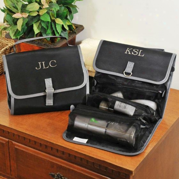 "monogram Micro-fiber Toiletry Bag - 9 X 9.25"", Black"