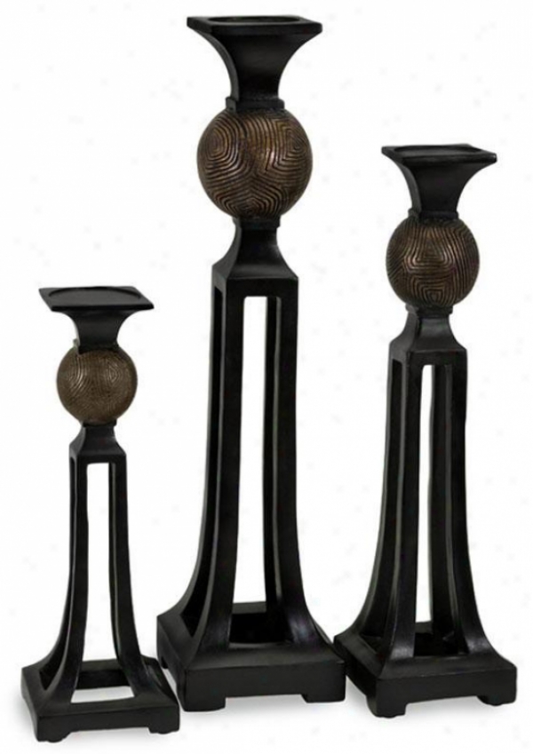 Montego Candleholders - Set Of 3 - Set Of 3, Brown