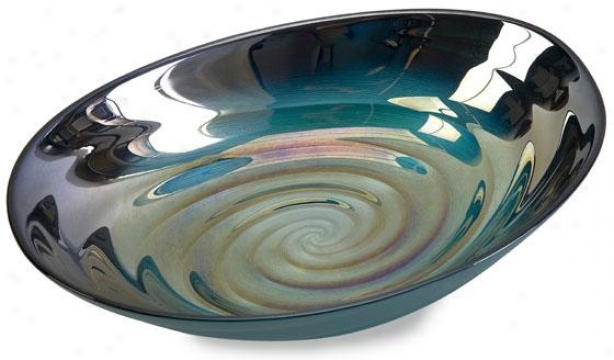 "moody Swirl Glass Bowl - 13""wx9""dx3"h, Green"