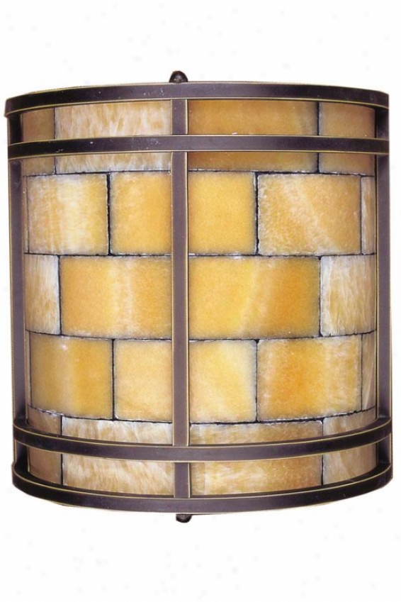 Mosaic Stone Sconce - 2-light, Ignorance Ant. Brass