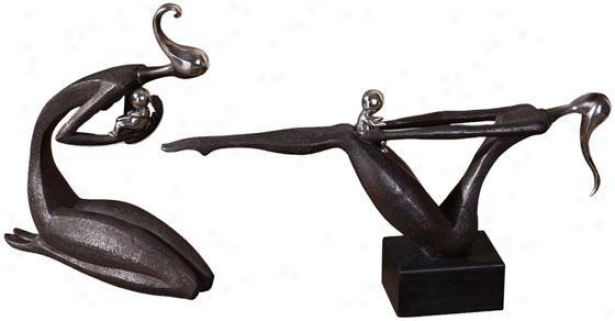 Mother And Child Statues - Set Of 2 - Set Of 2, Black