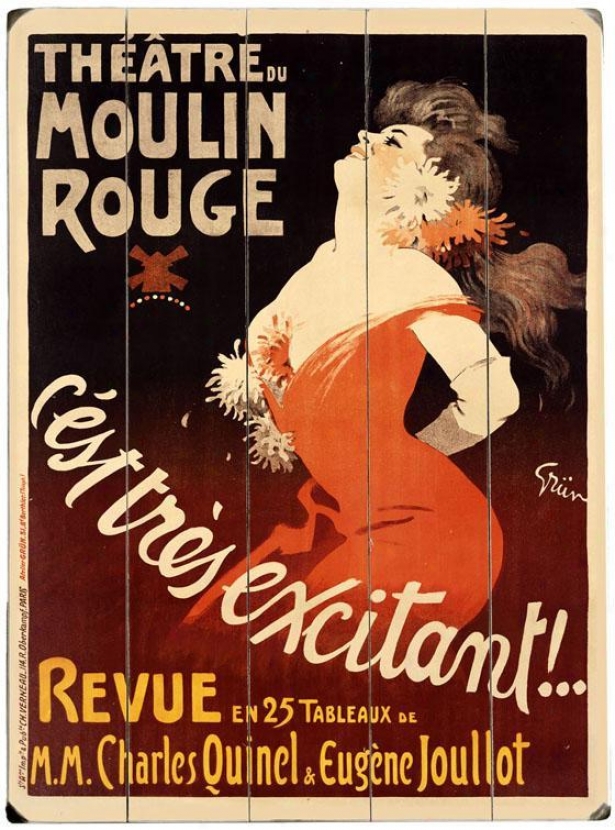 "moulin Rouge Theater Wooden Sign - 20""hx14""w, Burgundy"