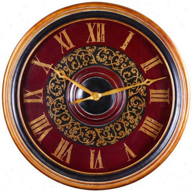 "natara Clock - 32""roound, Antiqued Wssh"